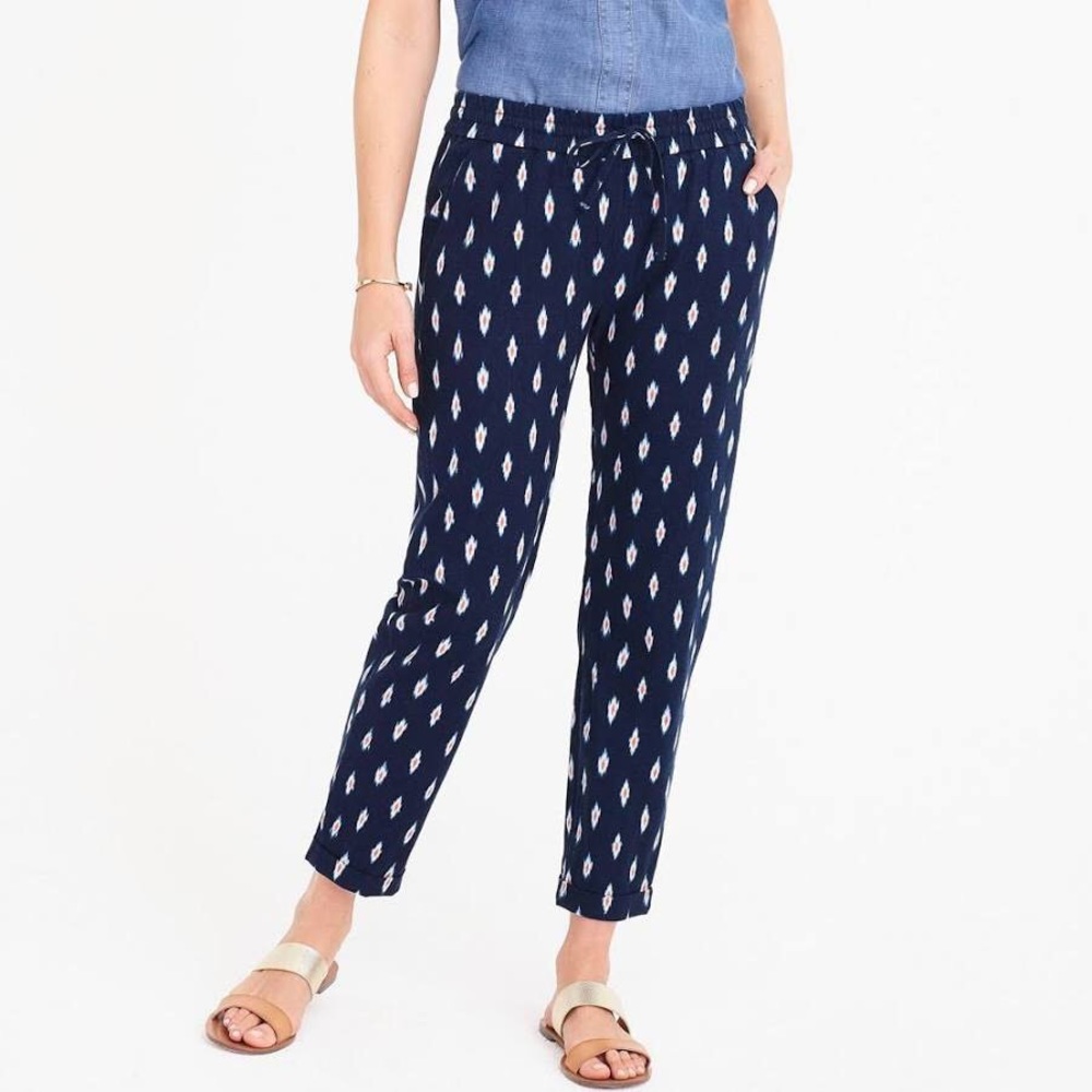 NWT J Crew Ikat Linen Pants Sz 4